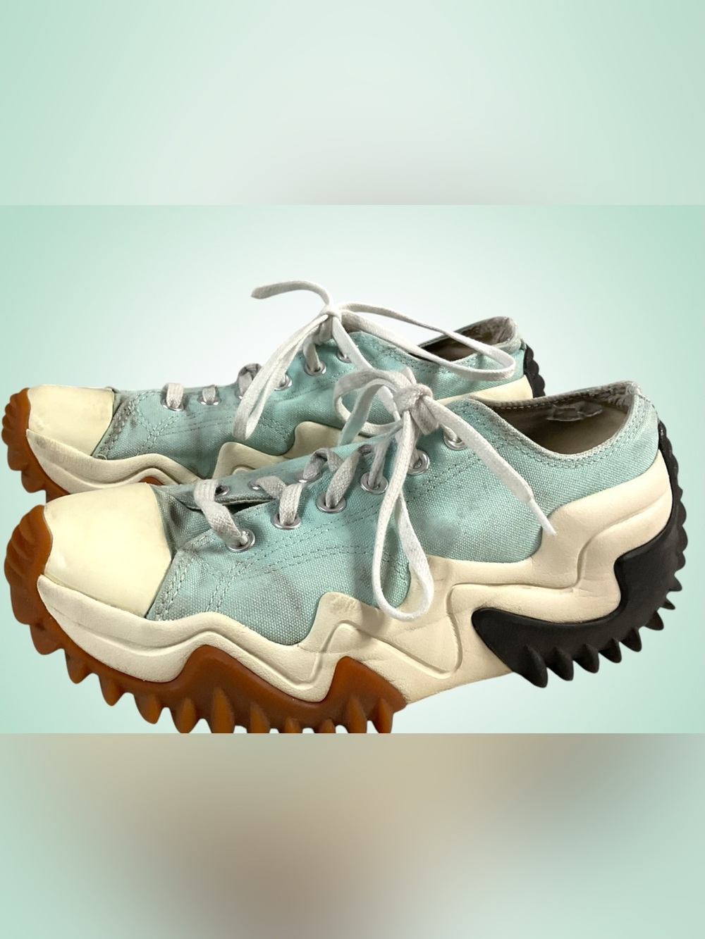 Converse Run Star Wave-Soled Sneakers in Mint Green/Cream Unisex 27.6cm M 9/W 11 - Picture 13 of 14